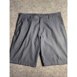 O'Neill Chino Shorts Mens Size 34 Gray Plaid Relaxed Fit Slash Pockets Pony Logo